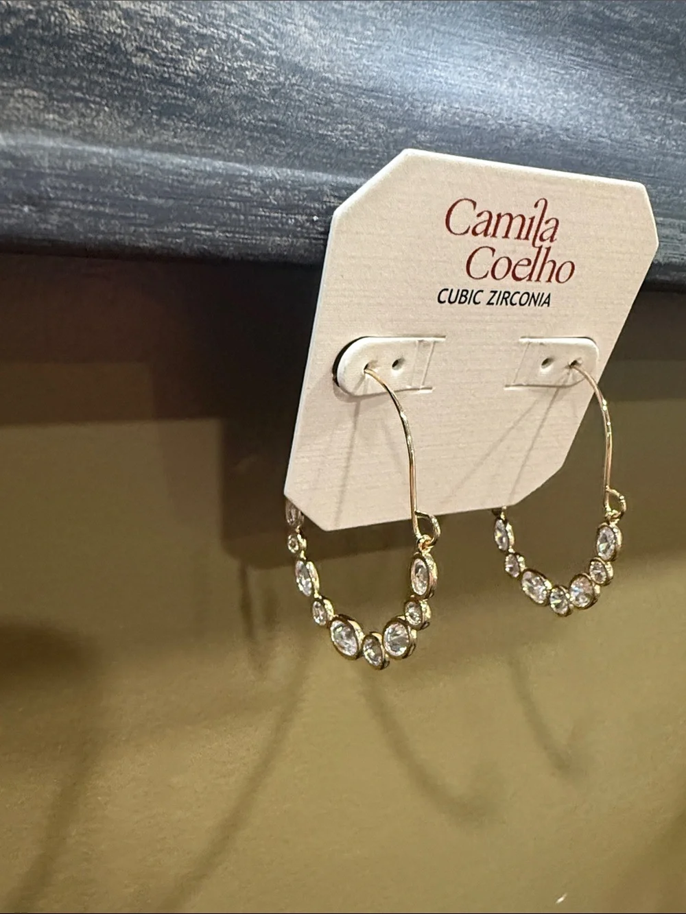 Camila Coelho Rose Gold Oval Hoop Earrings with Cubic Zirconia Accents
